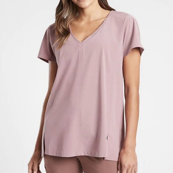 Athleta | Boulevard V-Neck Tee Popover Relaxed Top in Cascadia Violet Size 1X - Picture 2 of 11